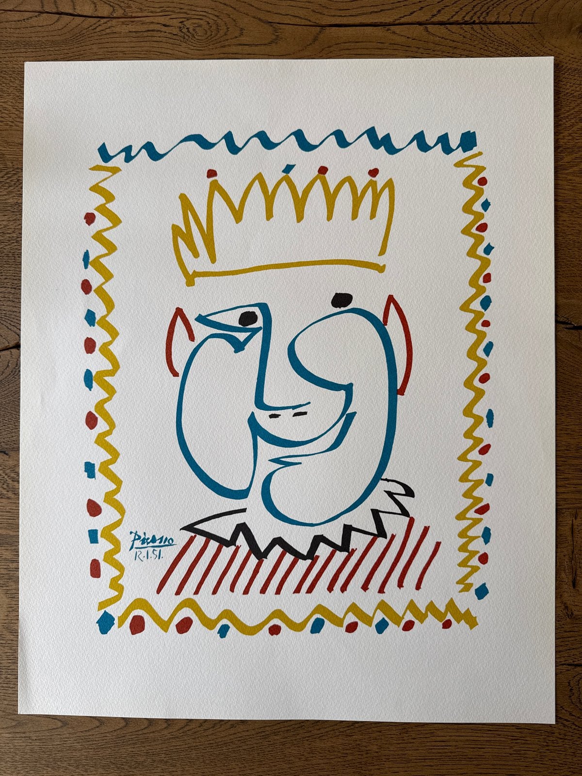 Picasso originele Lithografie in 4 kleuren - 45x35cm, Origineel, Ophalen, Portret en Figuren, Lithografie