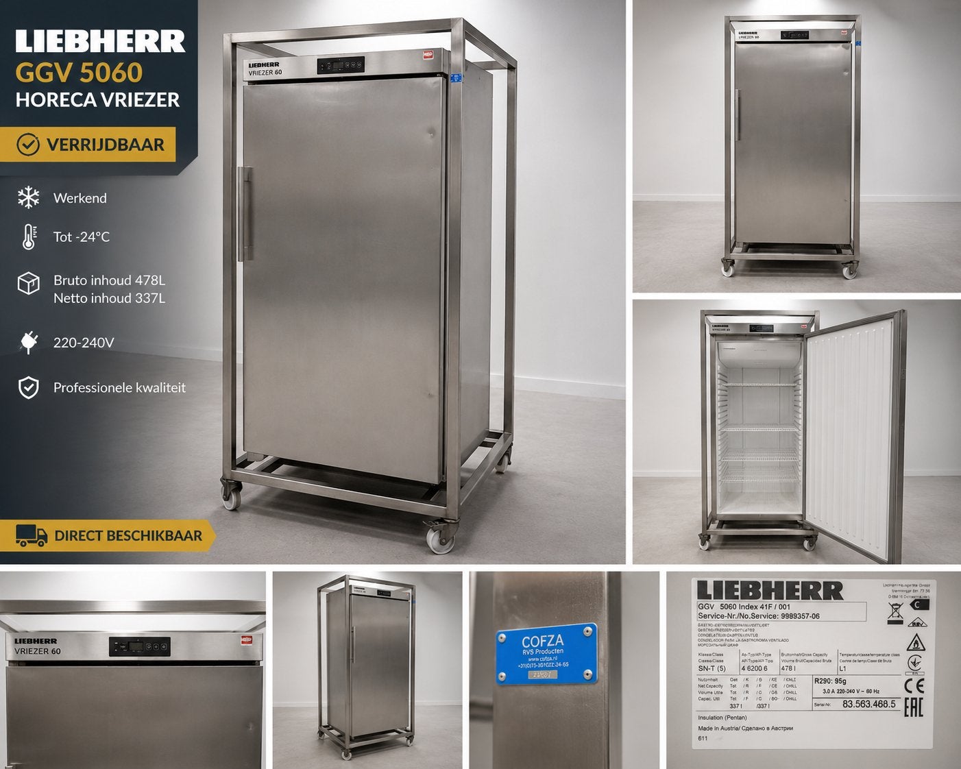 Liebherr GGV 5060 Horeca Vriezer 478L RVS, Witgoed en Apparatuur, Vriezers en Diepvrieskisten, Ophalen, Gebruikt, 60 tot 90 cm