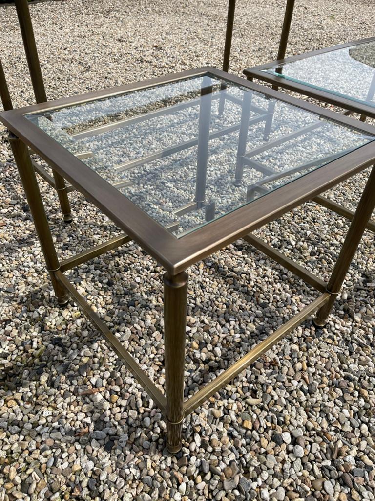 Bijzettafel brons 52x52x52 met glasblad, Huis en Inrichting, Tafels | Bijzettafels, Minder dan 45 cm, Minder dan 55 cm, Gebruikt