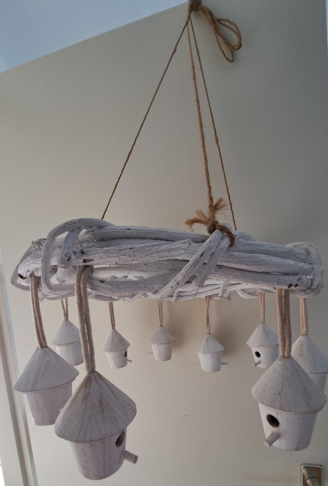 hhouten hangornament krans met kleine vogelhuisjes, Ophalen
