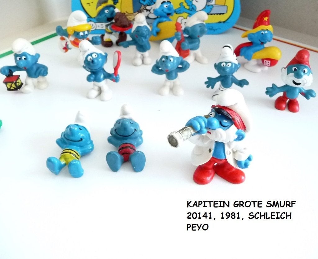 smurf als kapitein, witte kleding 20141 1981, Verzamelen, Smurfen, Verzenden, Zo goed als nieuw, Grote Smurf, Poppetje, Figuurtje of Knuffel