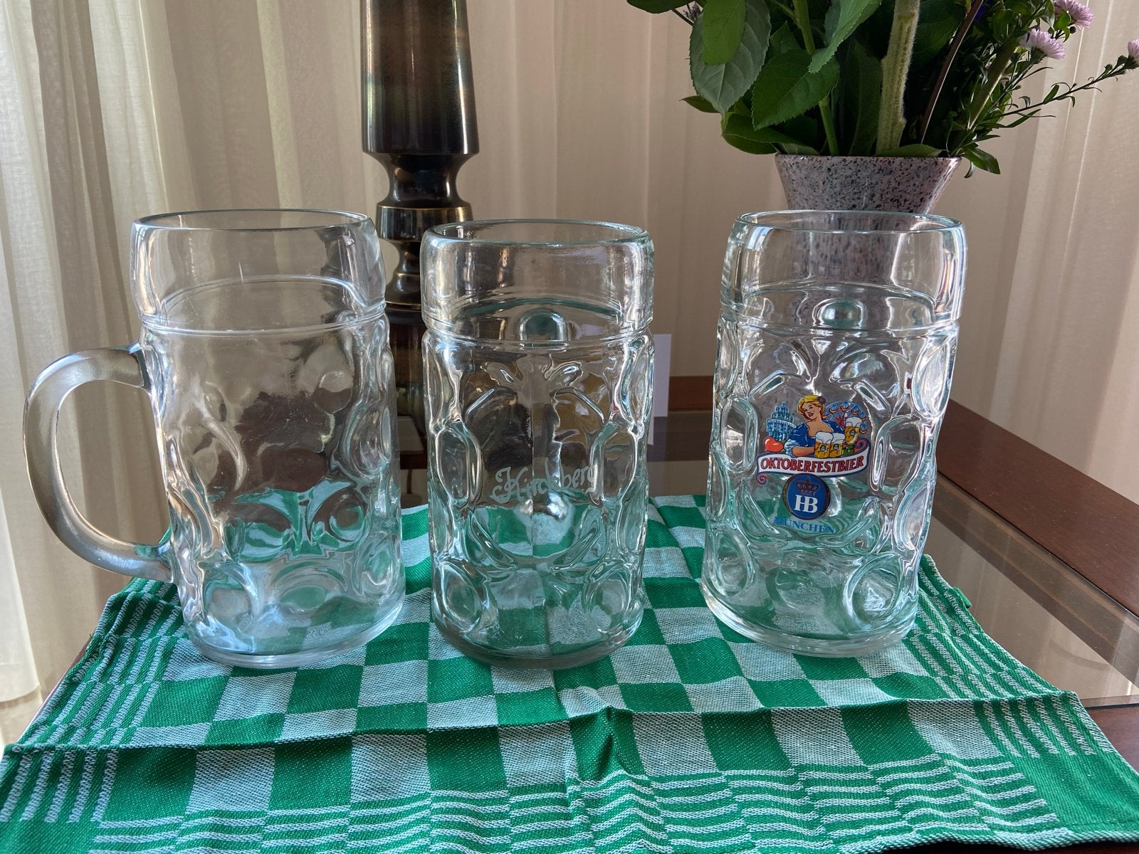 Set van 3 Oktoberfest bierpullen - Glas, Ophalen of Verzenden, Overige merken, Glas, Overige typen