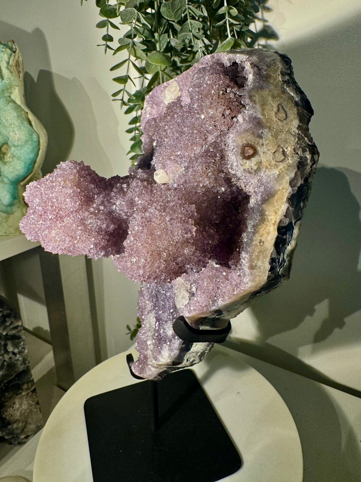 Amethist stalactiet op standaard, Ophalen of Verzenden, Mineraal
