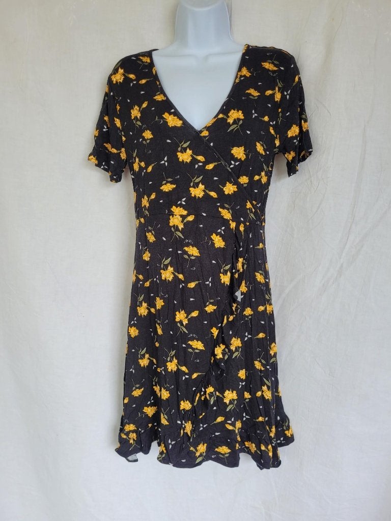 Leuke zwarte jurk met gele bloemetjes mt M merk True Spirit, Maat 38/40 (M), ., Zwart, Ophalen of Verzenden
