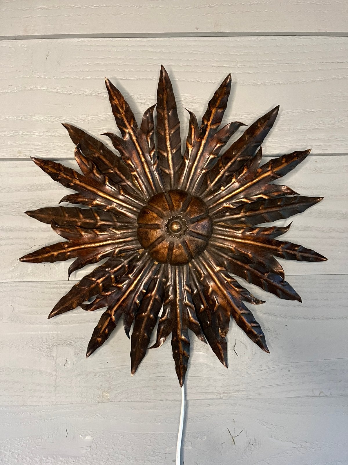 Vintage messing Mid century sunburst maison jansen wandlamp, Huis en Inrichting, Ophalen of Verzenden, Gebruikt, Metaal