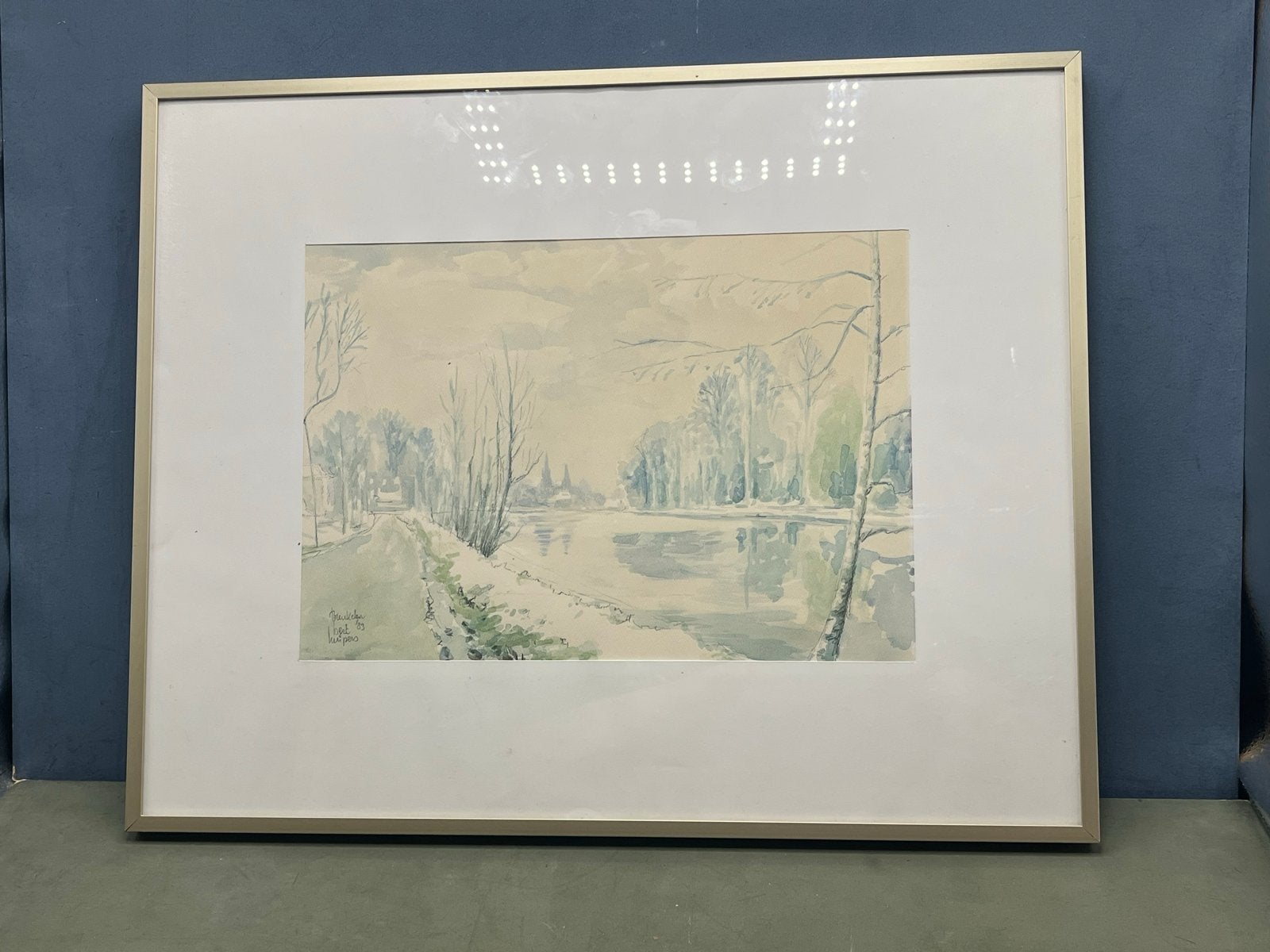 Landschap aquarel/potlood van Bert Kruipers (1983), Antiek en Kunst, Ophalen of Verzenden, Tekening, Aquarel, Gesigneerd