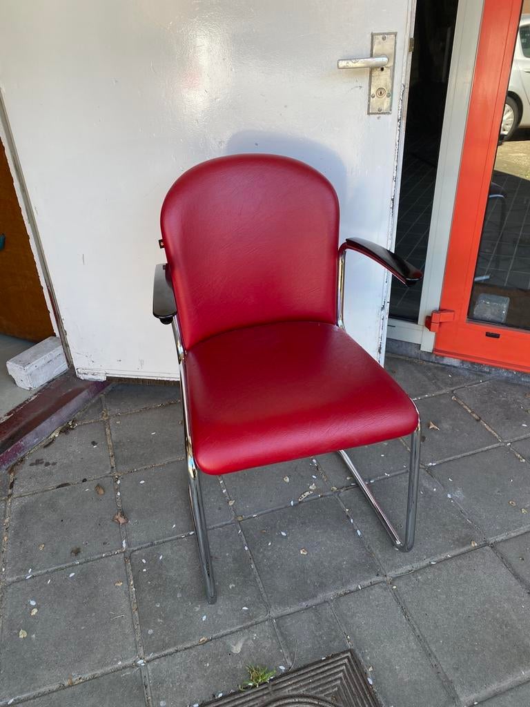 Gispen stoel origineel rood, Huis en Inrichting, Ophalen, Gebruikt, Gispen, Rood