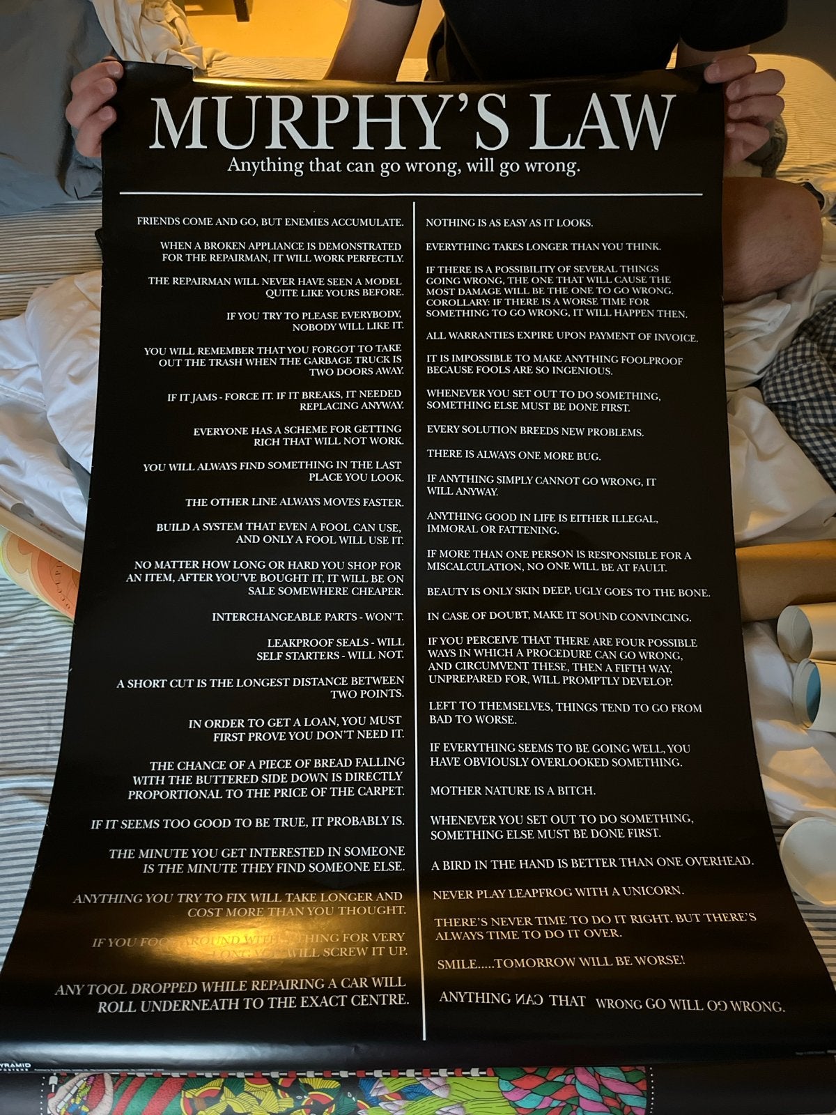 Murphy's Law Poster - "Anything that can go wrong...", Ophalen, Zwart, Zo goed als nieuw, Modern