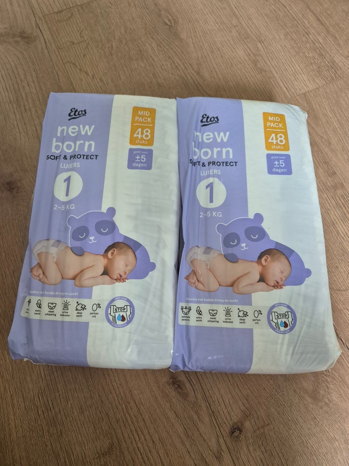 Etos New Born Luiers Maat 1 (2-5 kg) - 2x 48 stuks, Ophalen of Verzenden, Nieuw