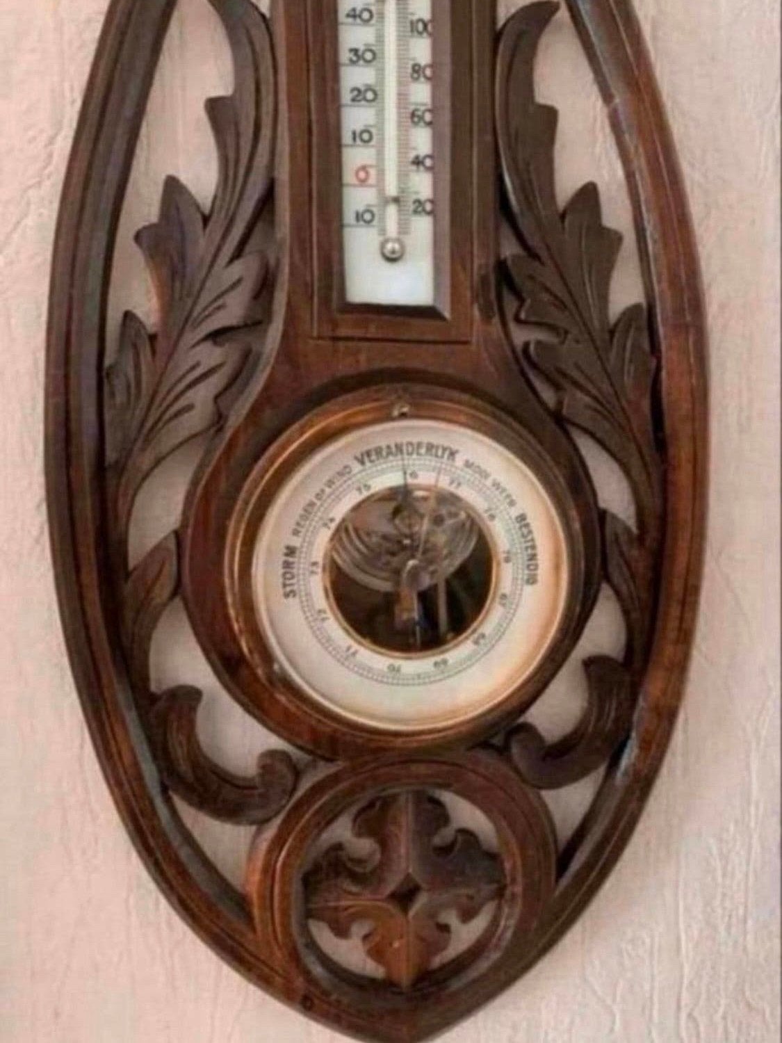 Barometer mooie antieke eikenhouten barometer., Ophalen of Verzenden