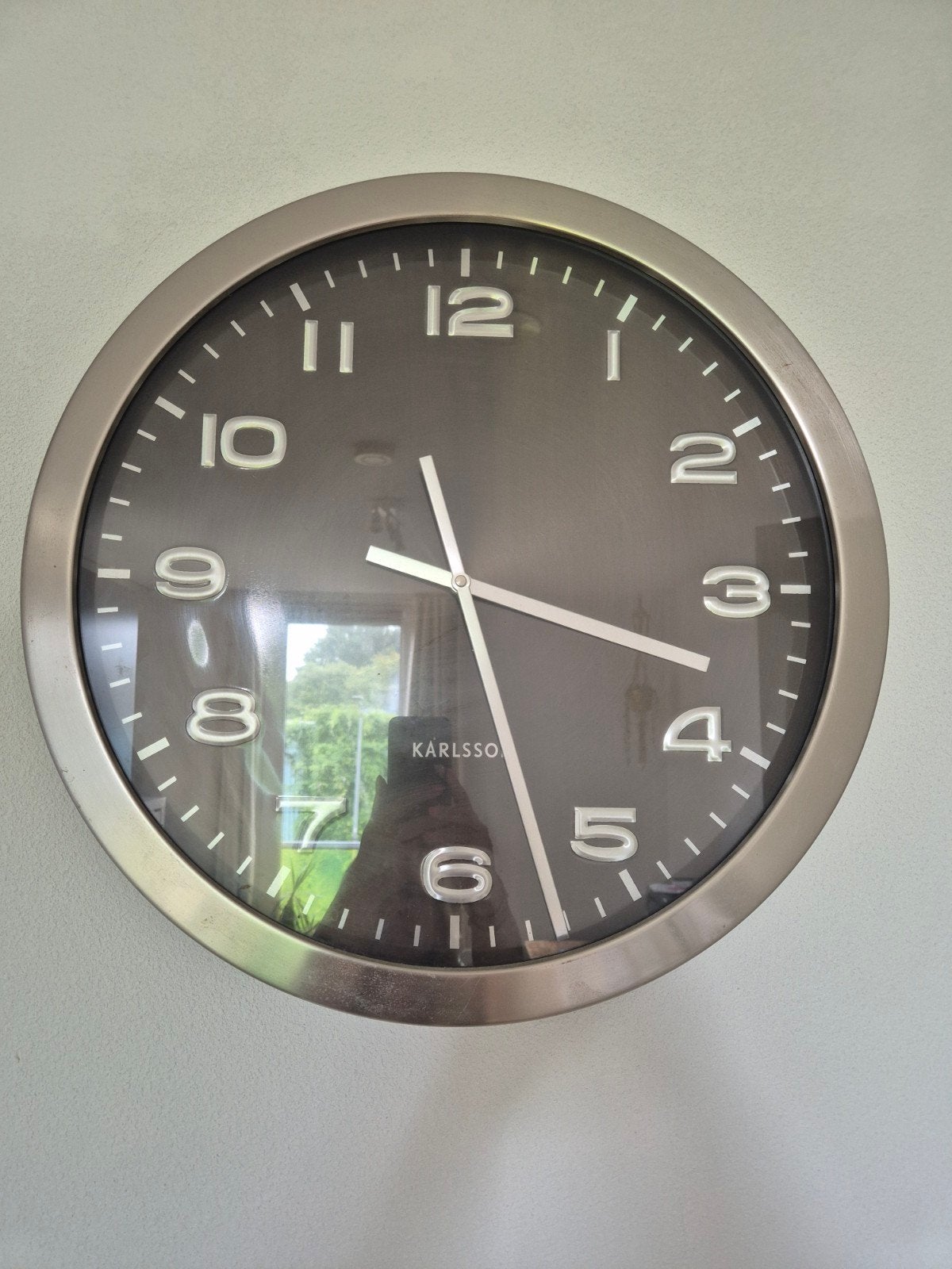 Karlsson Wandklok Bruin met RVS Rand - Modern Design, Ophalen