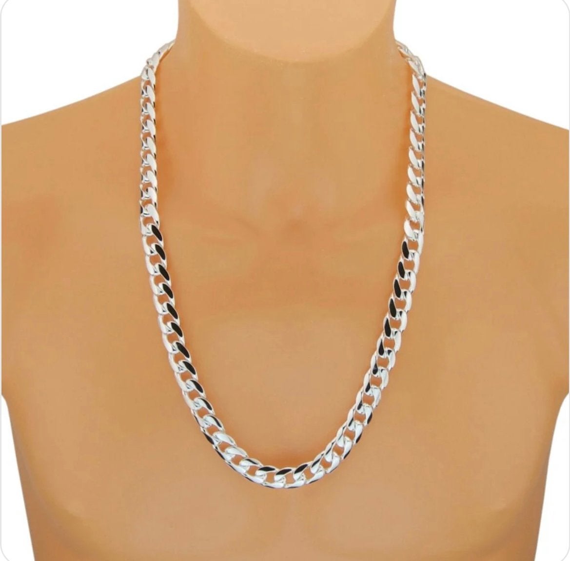 Zilveren ketting Miami Cuban (ovaal) schakel 12,5mm / 60cm, Sieraden, Tassen en Uiterlijk, Kettingen, Ophalen of Verzenden, Zo goed als nieuw