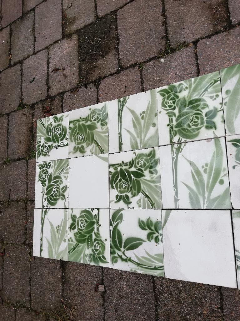 40 st Prachtige mix antieke wandtegels zachtgroen 195x45cm, Ophalen