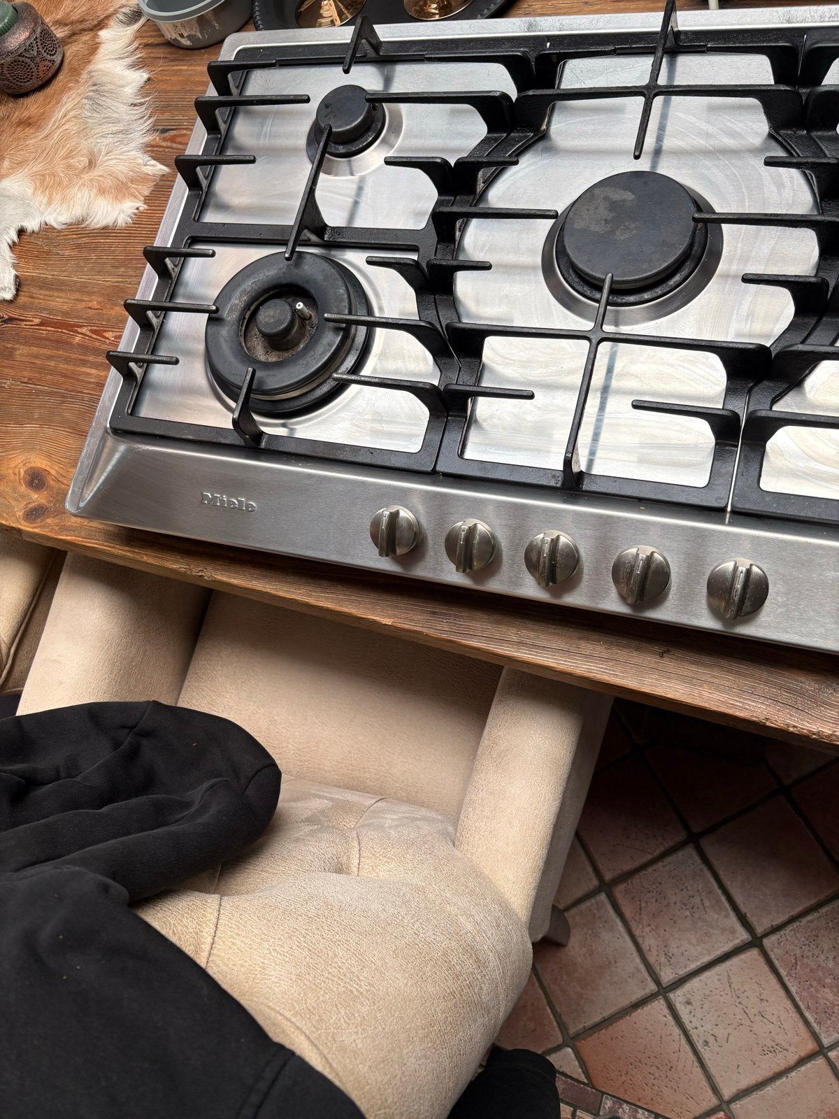Miele Gasfornuis - 5 Pitten - RVS, Witgoed en Apparatuur, Fornuizen, Gebruikt, Inbouw, Gas, 5 kookzones of meer, Ophalen