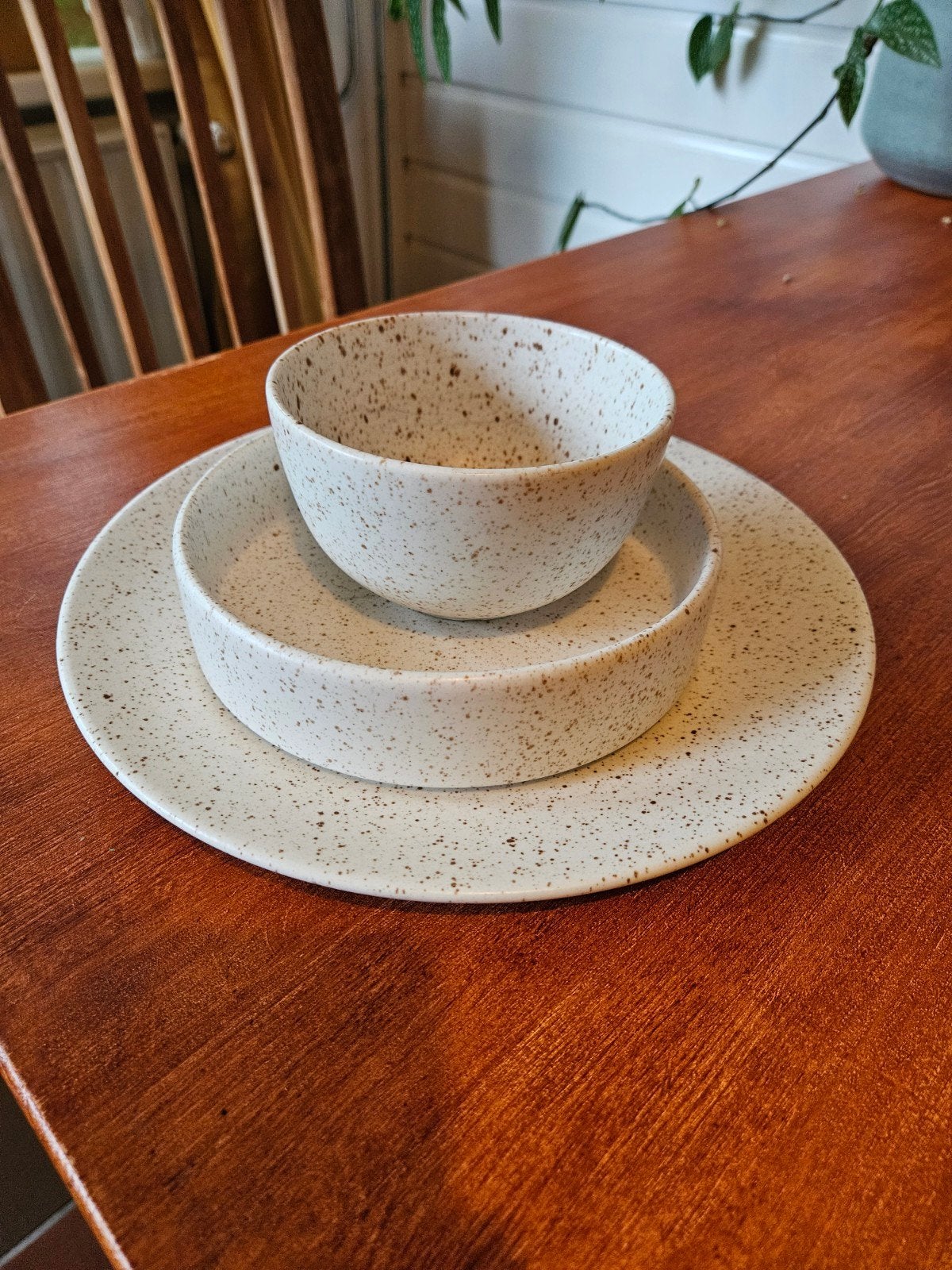 Q Authentic servies set - bord, kom, schaal  (7 van alles), Ophalen, Overige merken, Keramiek, Zo goed als nieuw