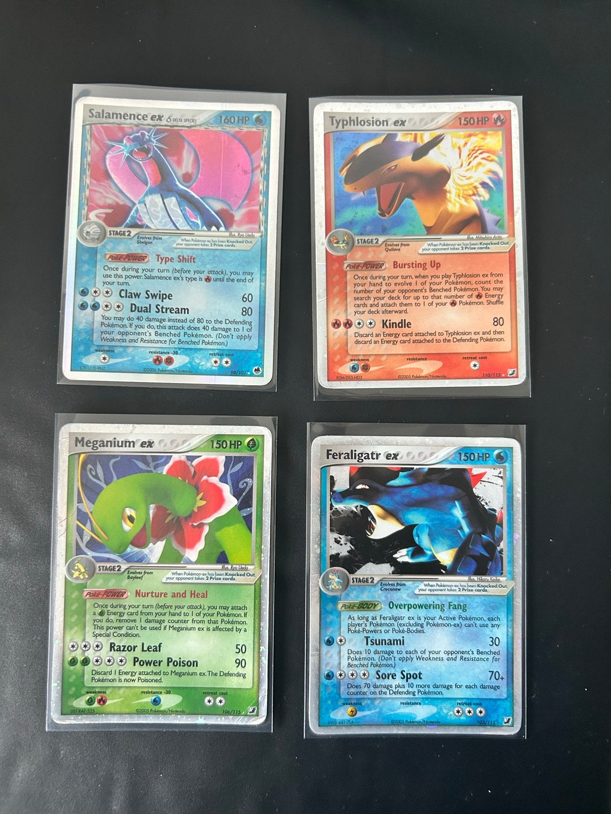 Pokémon EX Kaarten Set: Salamence, Typhlosion, Meganium, Fer, Ophalen of Verzenden, Gebruikt, Meerdere kaarten