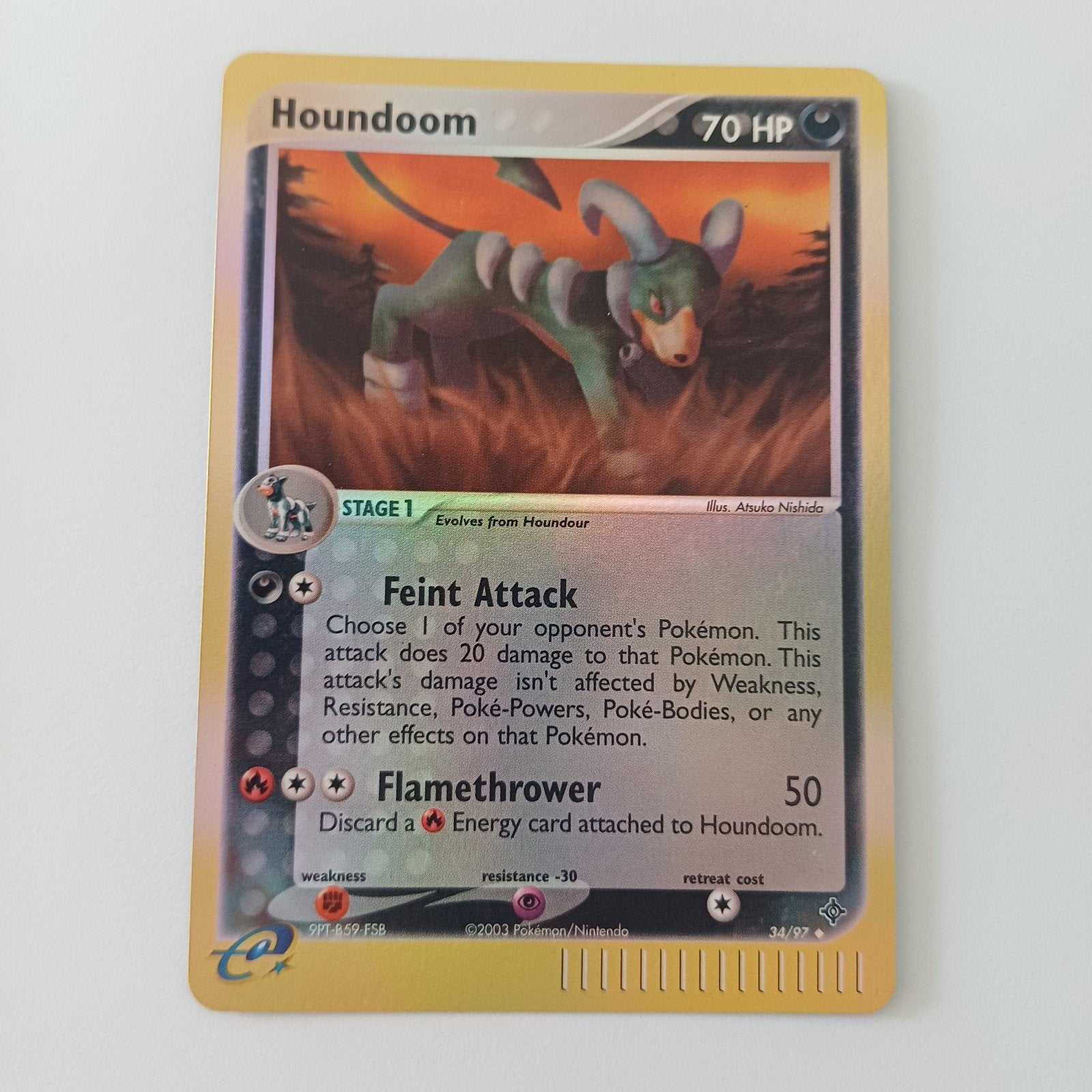 Houndoom reverse holo NM 34/97 Dragon, Ophalen of Verzenden, Zo goed als nieuw