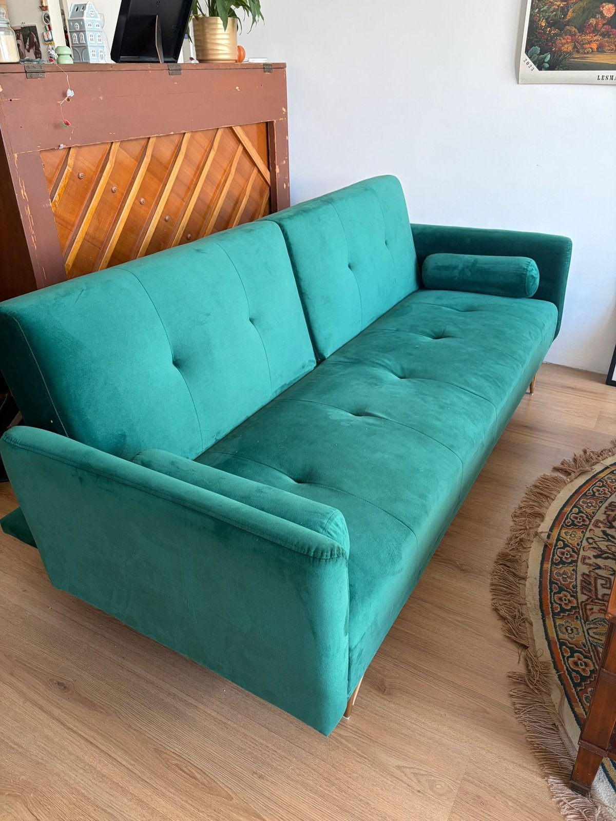 SKLUM 3-seater sofa couch bed in velvet Jehrd, Ophalen, Zo goed als nieuw