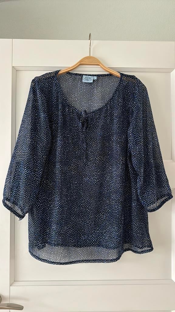Donkerblauwe transparante dames blouse John Cabot L, Ophalen of Verzenden, Zo goed als nieuw