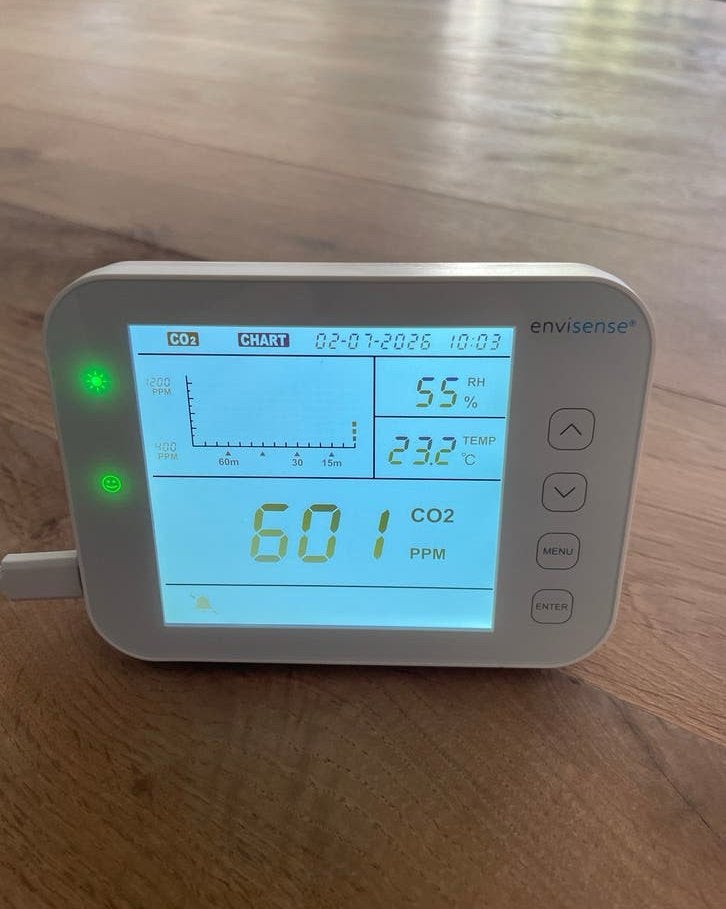 Envisense CO2 Meter - Luchtkwaliteit Monitor, Ophalen of Verzenden, Zo goed als nieuw