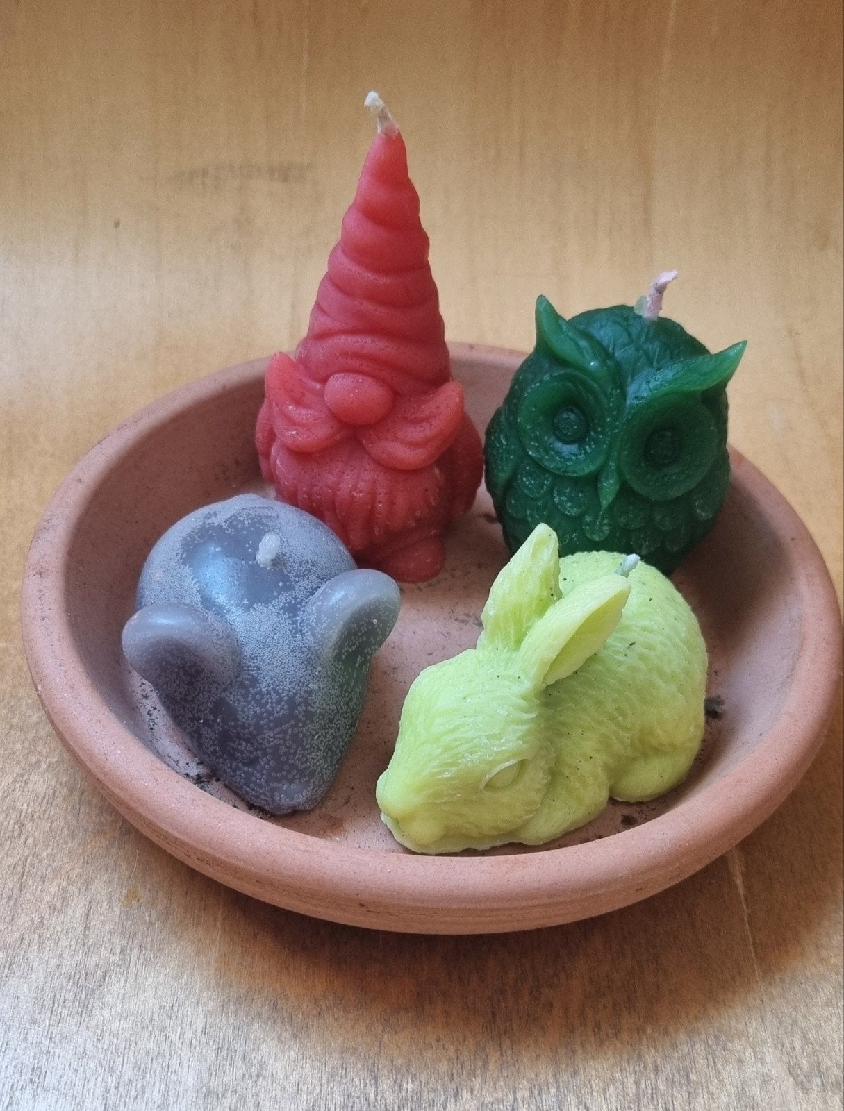 Set van 4 bosdieren kaarsjes in verschillende kleuren, Meerkleurig, Ophalen of Verzenden, 5 cm, Kaars