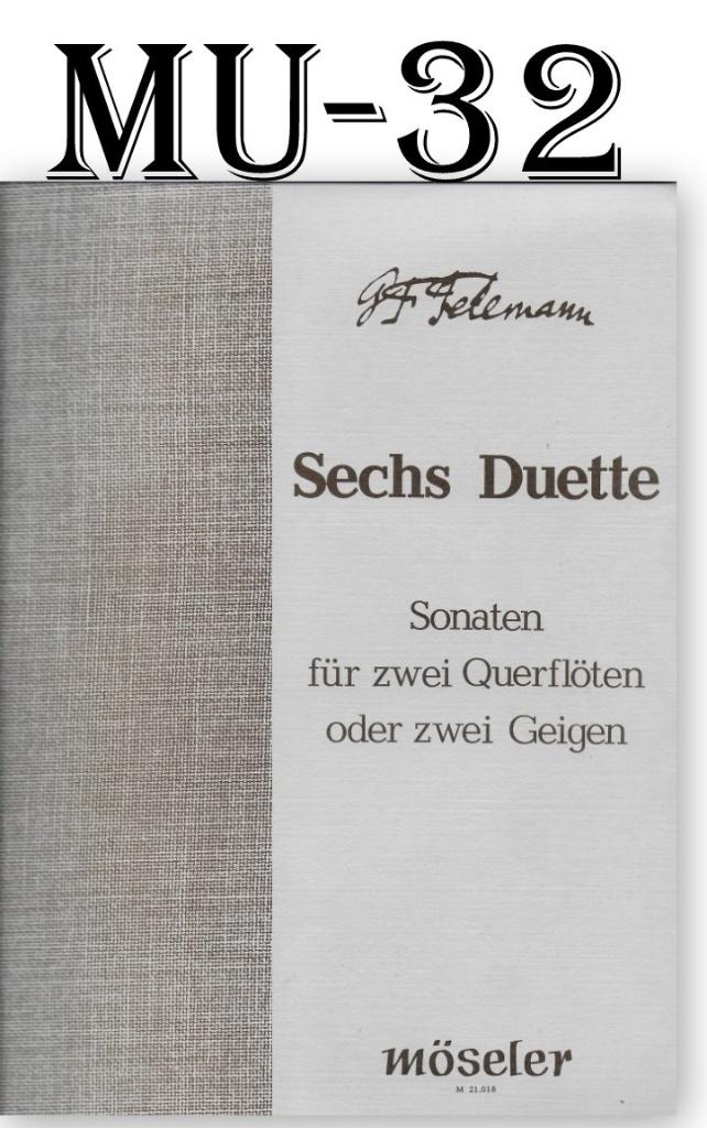 MU-32  Bladmuziek  Zes Duetten /2 dwarsfluiten of 2 Violen, Muziek en Instrumenten, Bladmuziek, Ophalen of Verzenden, Gebruikt