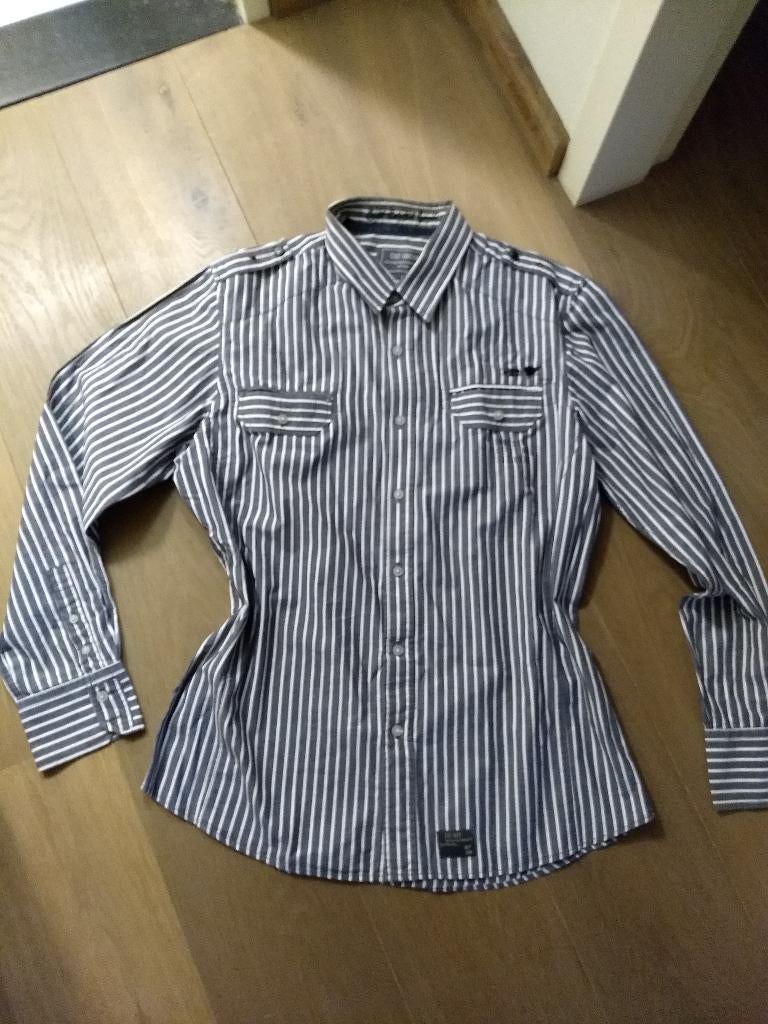 Cult Edition overhemd L streep grijs/wit, Kleding | Heren, Overhemden, Ophalen of Verzenden, Zo goed als nieuw, Grijs, Halswijdte 41/42 (L)