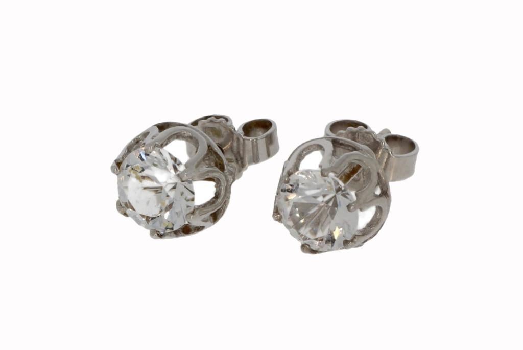 Zirkonia briljant 14k gouden set fraaie oorbellen stekers, Sieraden, Tassen en Uiterlijk, Oorbellen, Zo goed als nieuw, Knopjes of Stekers