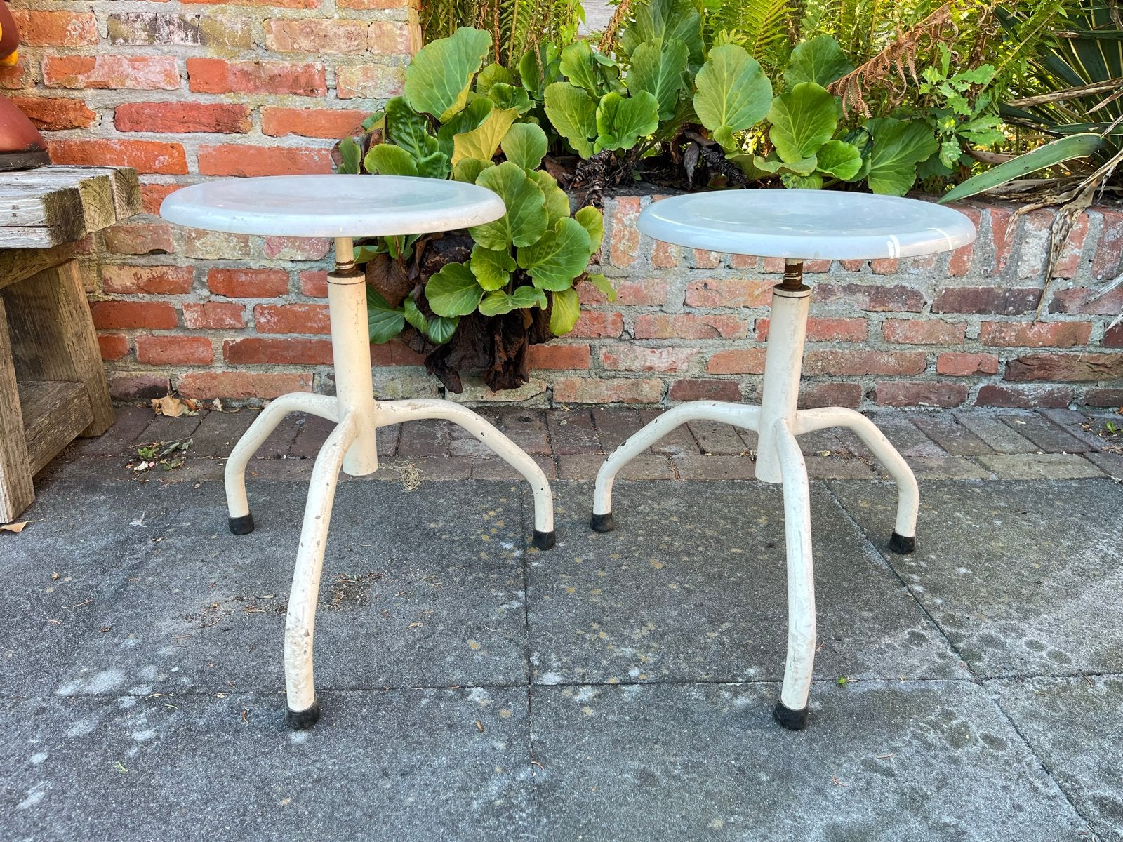Set van 2 vintage industriële krukken, verstelbaar, Antiek en Kunst, Ophalen of Verzenden