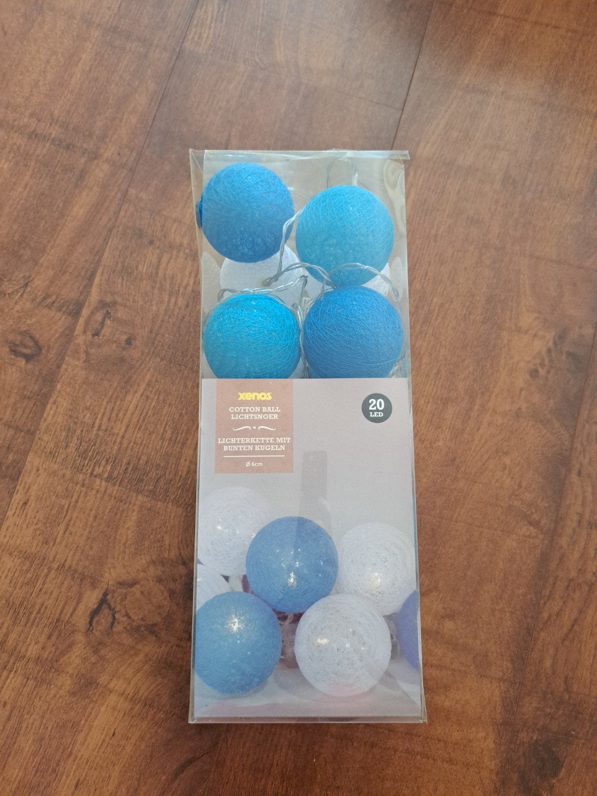 Xenos Cotton Ball Lichtsnoer - Blauw/Wit LED (20 lampjes), Overige merken, Meerkleurig, Overige fittingen, Ophalen of Verzenden