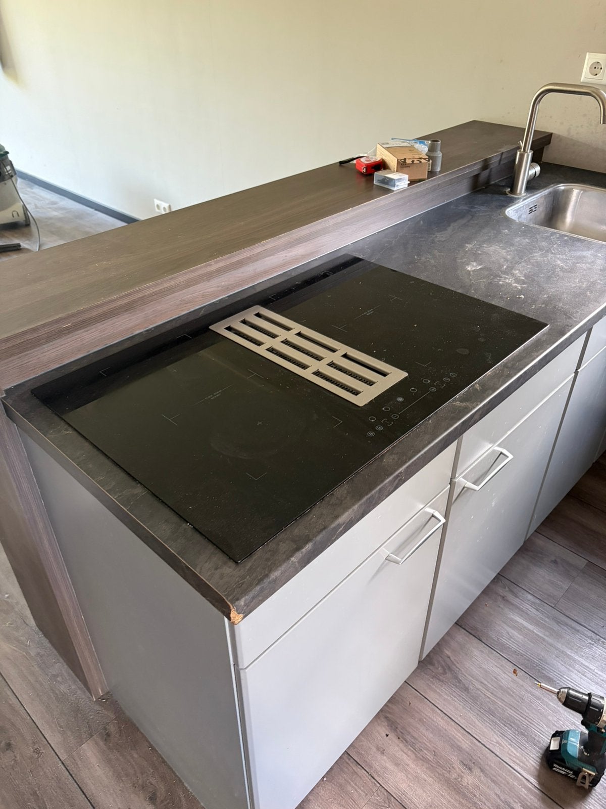 inductie kookplaat  Exquisit  met afzuiging 80cm, Ophalen, Zo goed als nieuw, Hoekkeuken