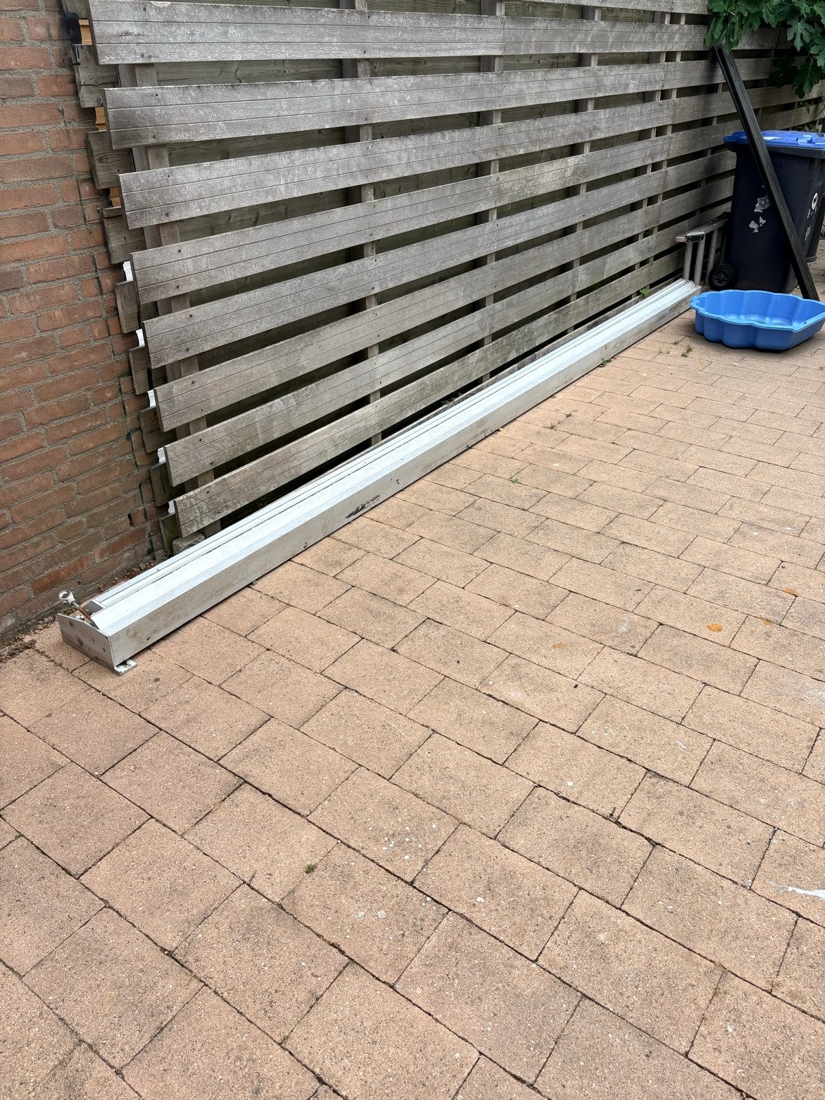Zonnescherm - 500 cm breed, Ophalen, Gebruikt, 250 cm tot 450 cm, Uitvalscherm