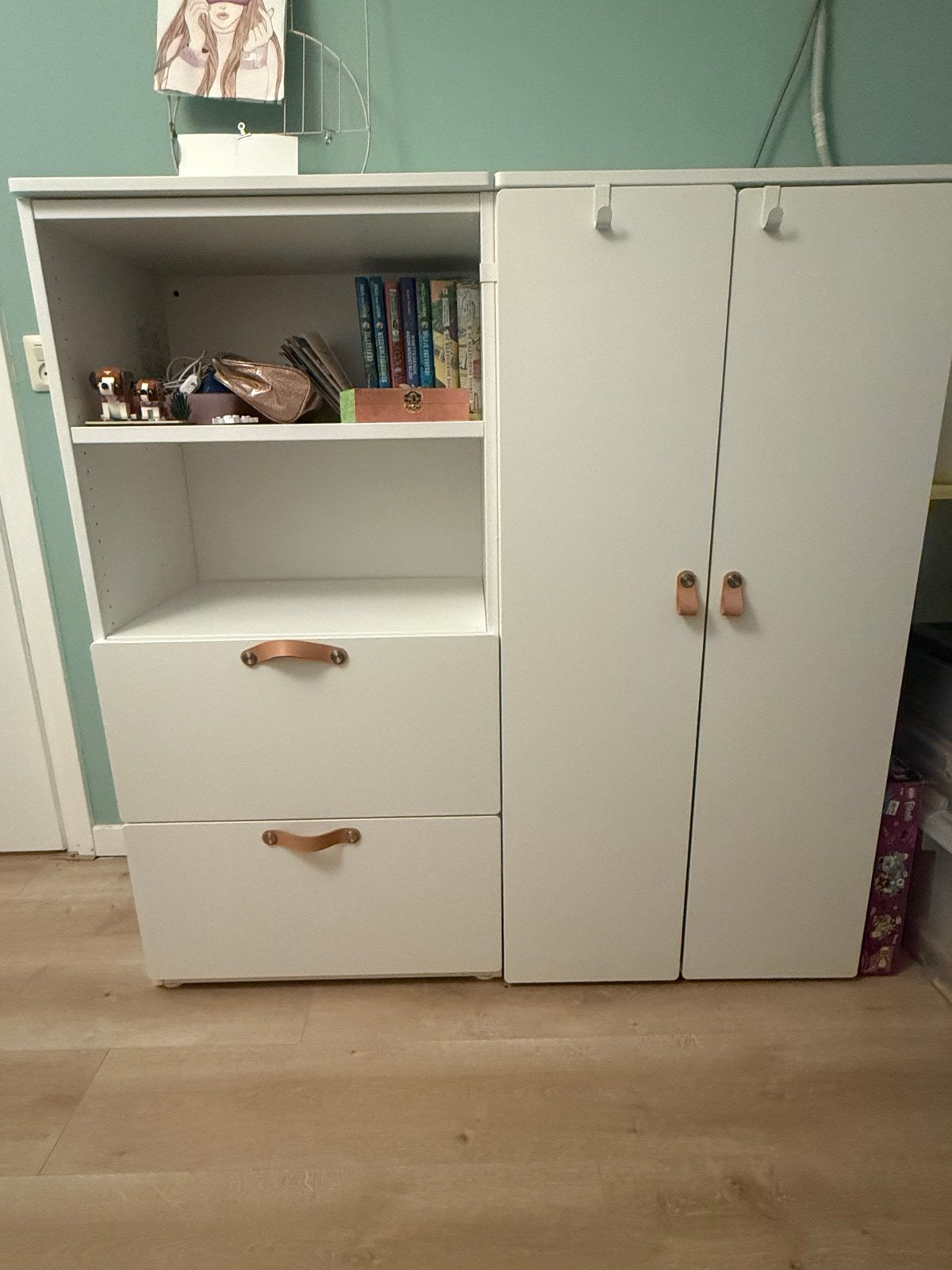 Ikea Witte kledingkast/opbergkast met lades en hangruimte, Ophalen, Gebruikt, 100 tot 150 cm, 50 tot 100 cm