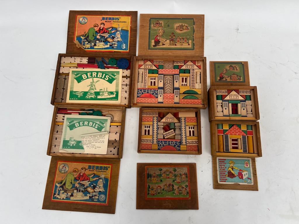 Antiek speelgoed blokkendozen/bouwstenen, Ophalen of Verzenden