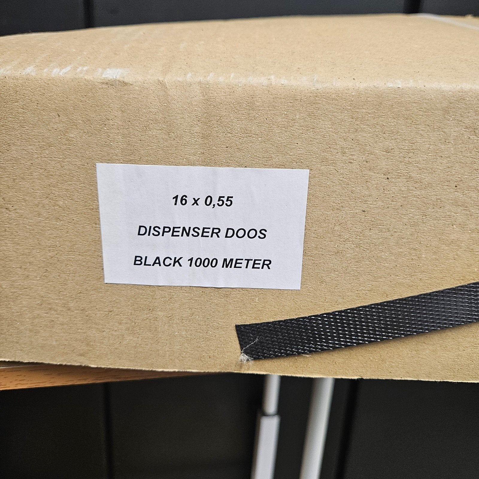 Zwart omsnoeringsband 16x0,55 mm, in dispenserdoos strapping, Ophalen of Verzenden