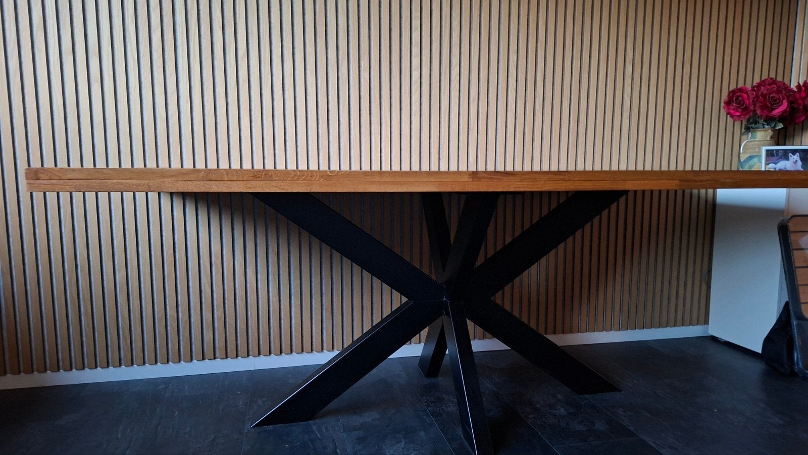Stalen kruispoot onderstel voor eettafel, Ophalen, Gebruikt, 100 tot 150 cm, Industrieel, Modern