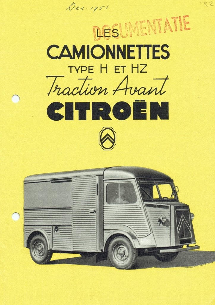 Folder Citroën H en HZ Camionnettes (Franse uitgave - 1951), Verzenden, Gelezen, Citroën