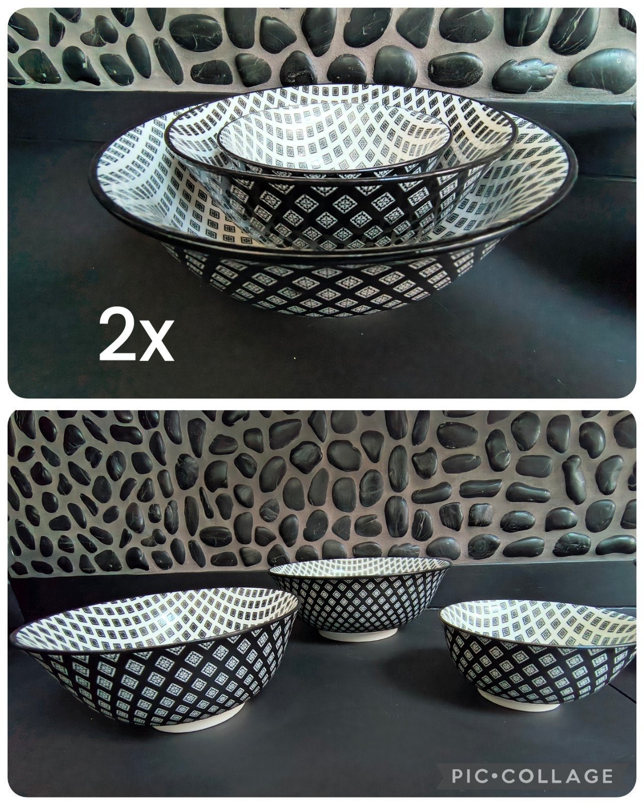 Nieuw 2x Schalen set porselein black print Tokyo Sushi, Nieuw, Ophalen of Verzenden, Schaal of Schalen, Overige stijlen