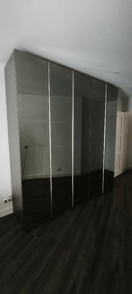 Lazzoni designer wardrobe 250 cm – smoked glass, LED, 150 tot 200 cm, Met lade(s), Overige houtsoorten, Ophalen of Verzenden