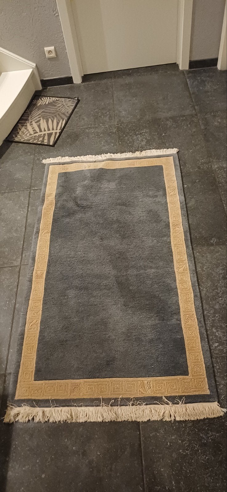 Handgeknoopte mat, Ophalen, Blauw, 50 tot 100 cm, Zo goed als nieuw