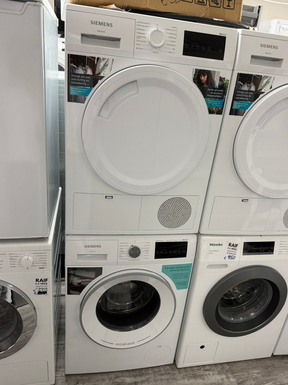 Siemens Set IQ300 Wasmachine en Droger Zo Goed Als Nieuw, Witgoed en Apparatuur, 1200 tot 1600 toeren, 8 tot 10 kg, 85 tot 90 cm