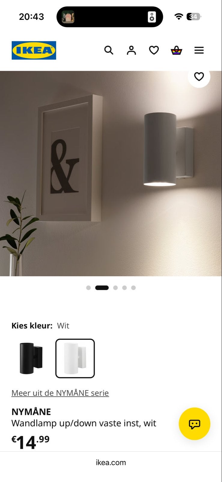 2x IKEA Nymåne wandlampen wit, nieuw in doos, Wit, GU10, Nieuw, Ophalen of Verzenden