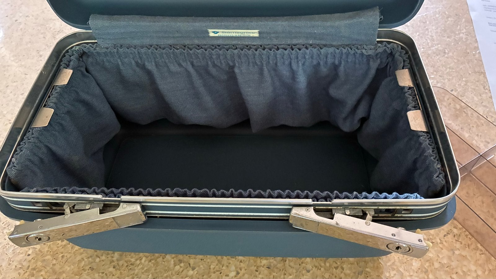 Vintage Samsonite Beauty Case - Blauw/Groen, Ophalen, Gebruikt, Blauw, Met slot