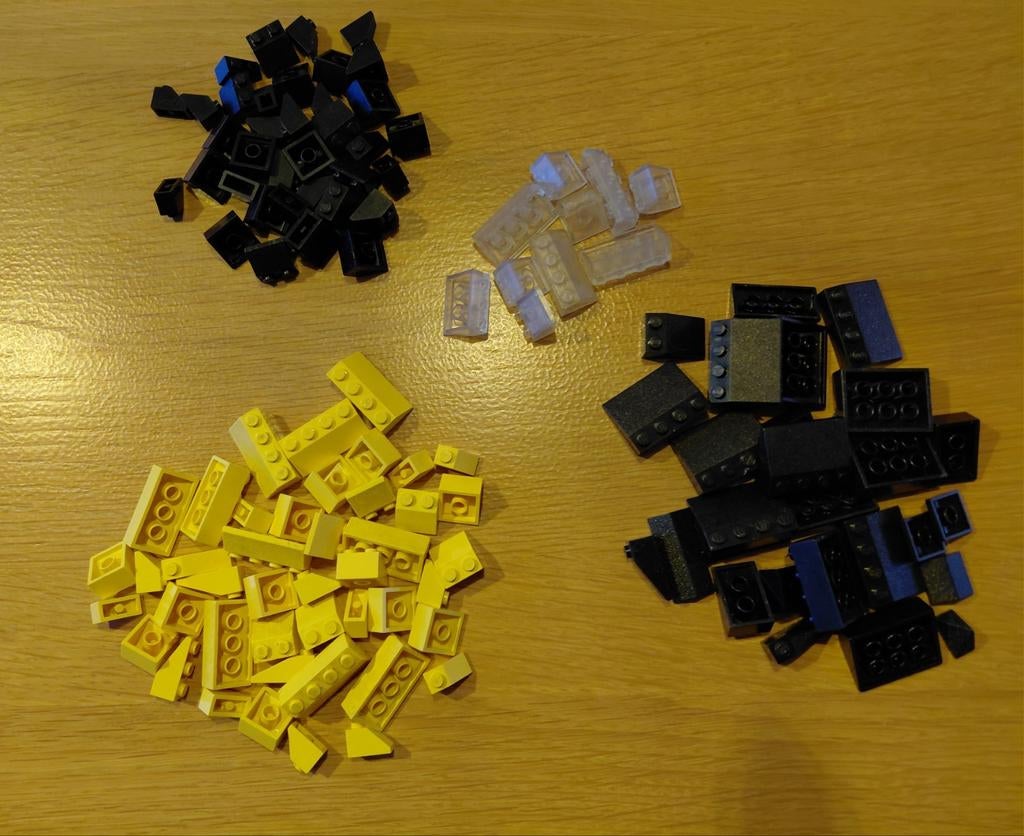 Lego dakpannen in geel, zwart en doorzichtig., Ophalen of Verzenden