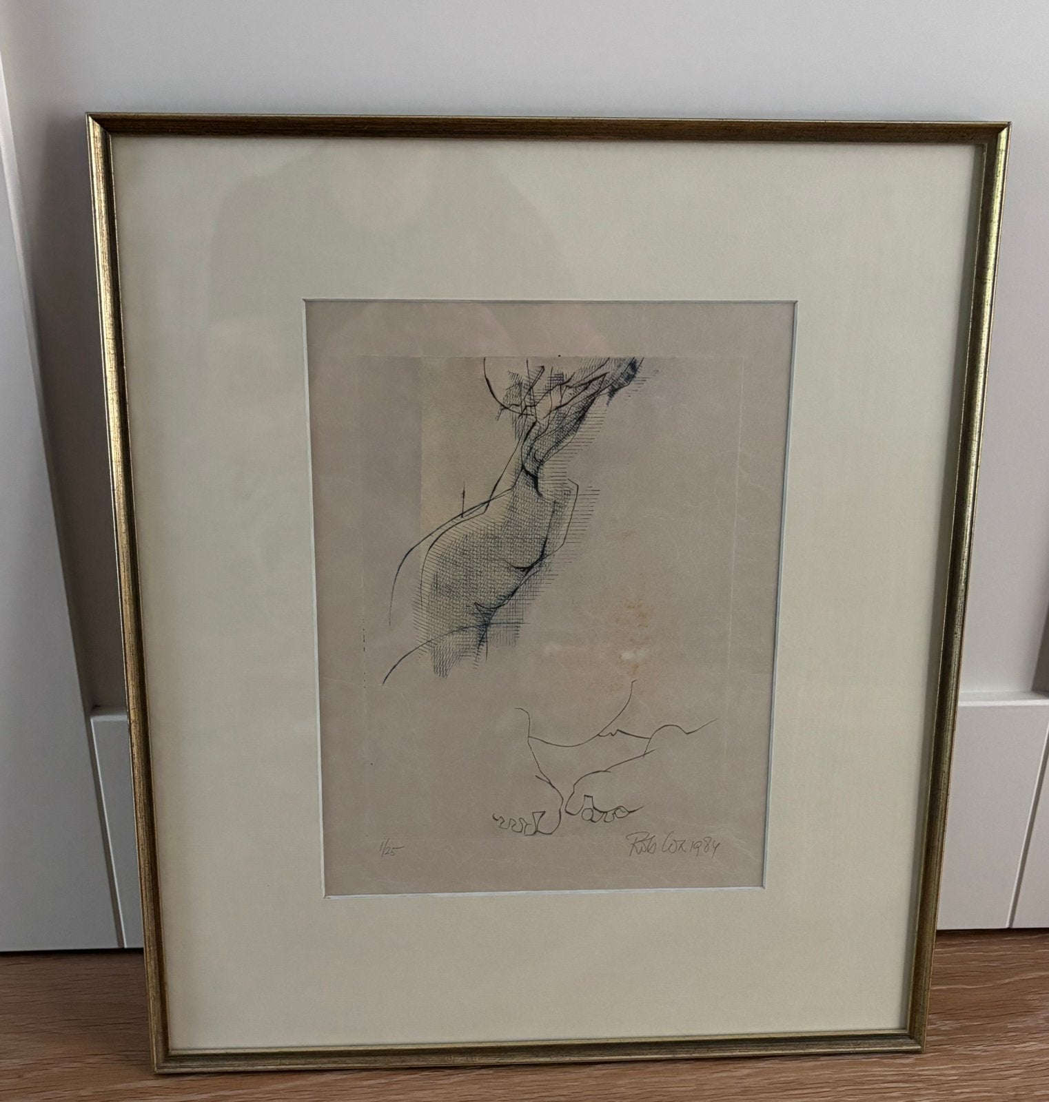 Rob Cox 1/25 gesigneerd 1984 in lijst, Ingelijst, 1950 - 1999, Ophalen of Verzenden, 50 cm