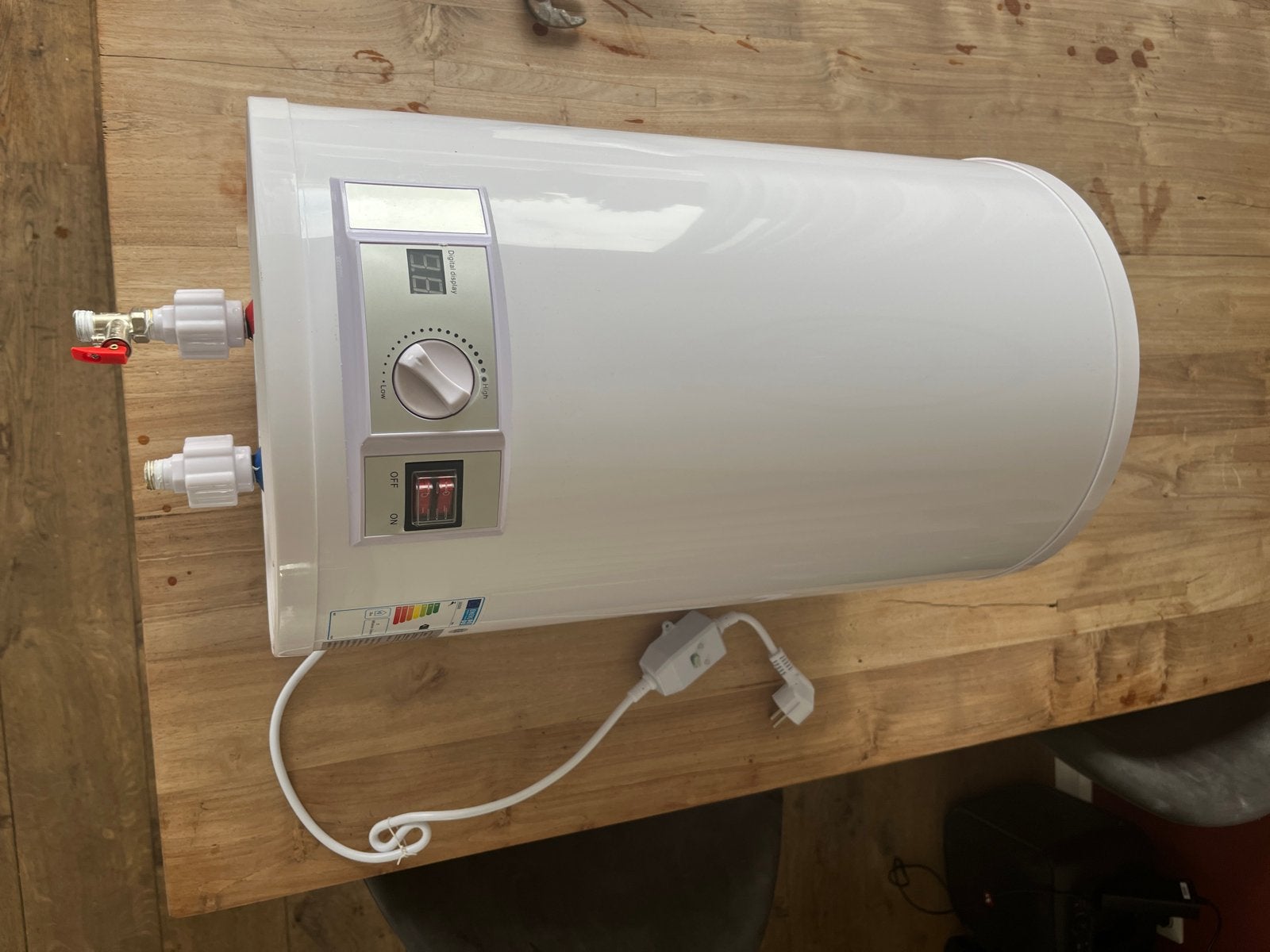 Elektrische boiler 50L met doucheset en thermometer, Ophalen of Verzenden, Zo goed als nieuw, Chroom, Douche