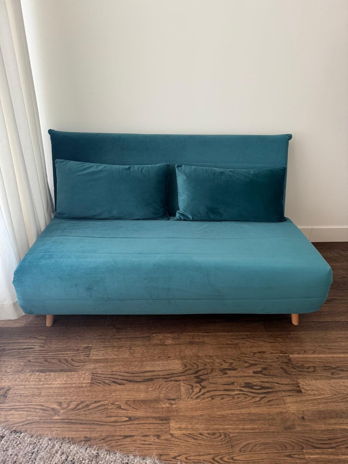 Slaapbank / Futon - Zo goed als nieuw - Groenblauw