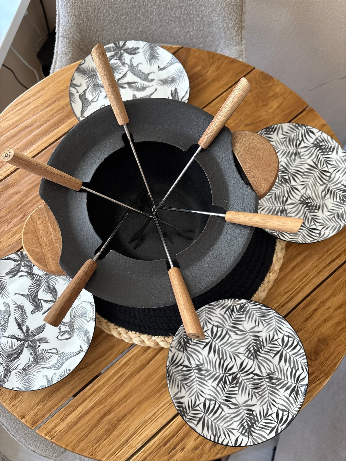 Gietijzeren fondueset met 6 vorkjes, Witgoed en Apparatuur, Fonduesets, Ophalen, Nieuw, Brander, Fondueset