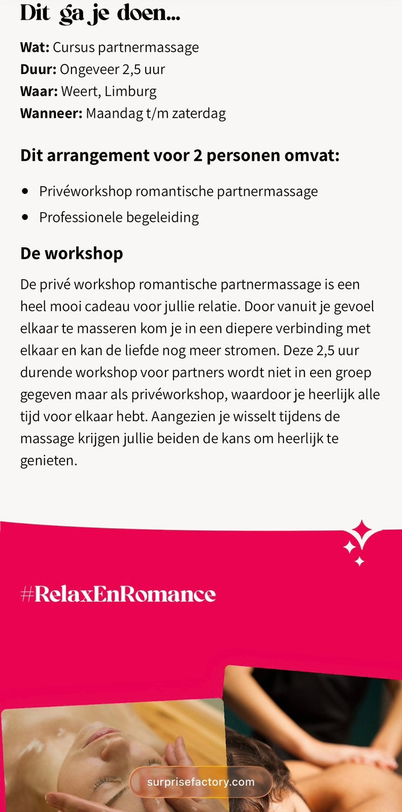Cadeaubon (twv € 149) privéworkshop partnermassage | 2 pers., Tickets en Kaartjes, Drie personen of meer, Kortingsbon