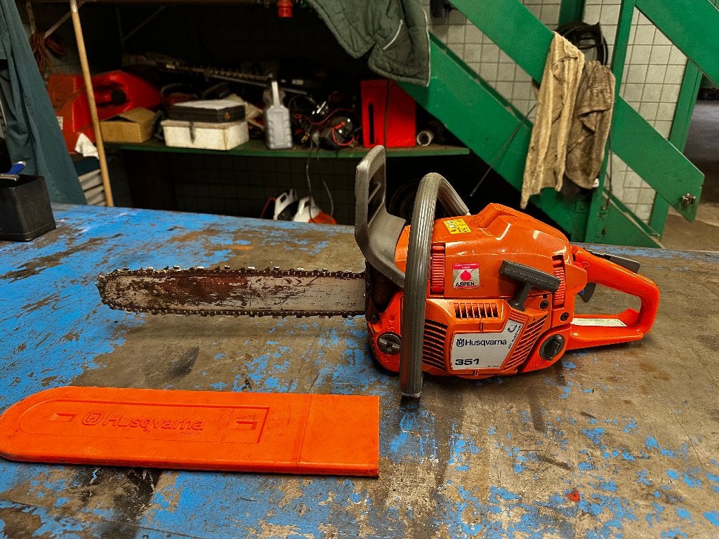 Husqvarna 351 Benzine Kettingzaag – 3,1 PK – 38 cm Zaagblad, Gebruikt, 70 mm of meer, Kettingzaag, Ophalen of Verzenden